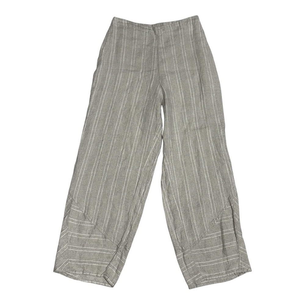 Flax Striped Ankle-Length Linen Pants